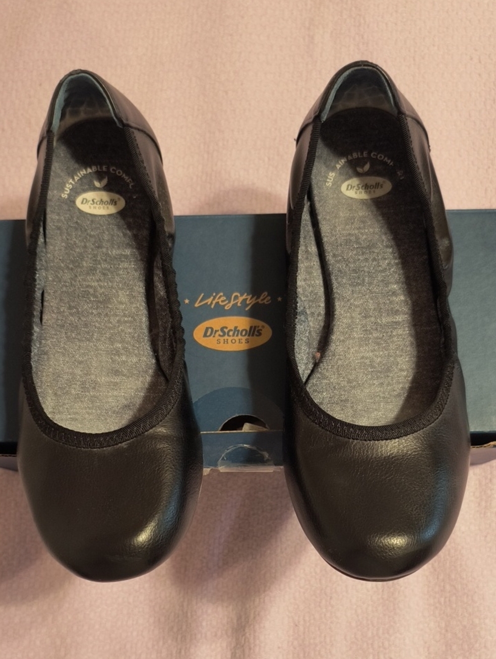 Dr. Scholl's Black Women's Leather Slip-On Flats